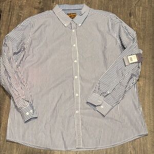 Johnny Bigg 4XL Blue and White Striped Long Sleeve Button Down Shirt New